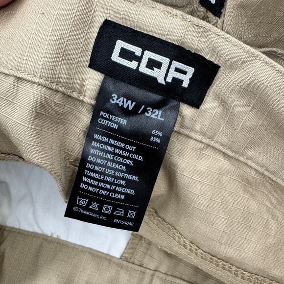 CQR Tactical Pants Mens 34 (34x35 ACTUAL) Ripstop Khaki Tan Cargo Utility NEW - Picture 5 of 9